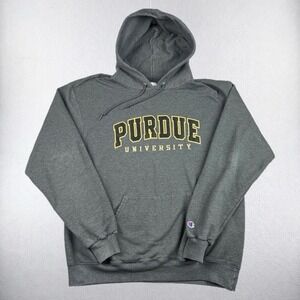 Champion Purdue Hoodie Mens Large Gray Embroidered College Team Logo Y2K